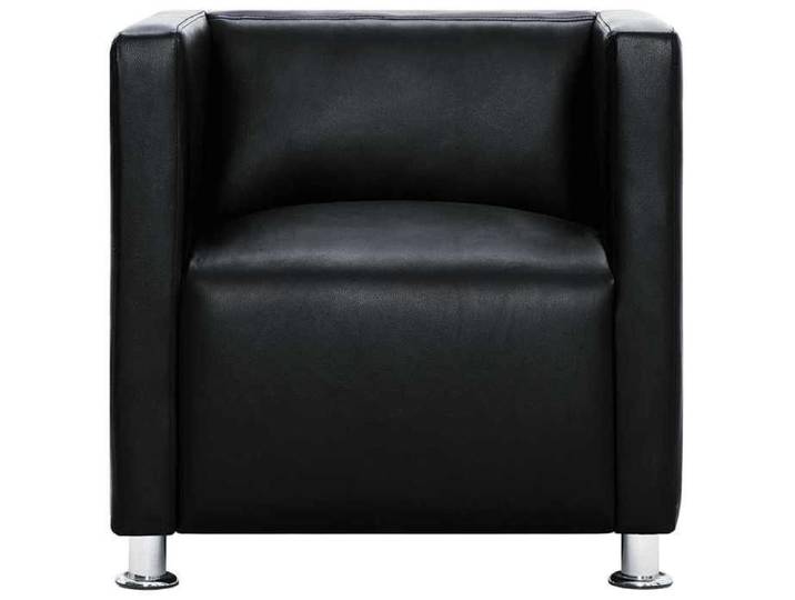 Fauteuil cube similicuir - - Noir - 71x54x69 cm - Hauteur du siège 43 cm - Largeur d'assise 52 cm