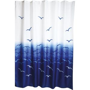 MSV Duschvorhang Anti-Schimmel Möwe, 180 x 200 cm, wasserabweisend, waschbar, aus Polyester, mit Motiv