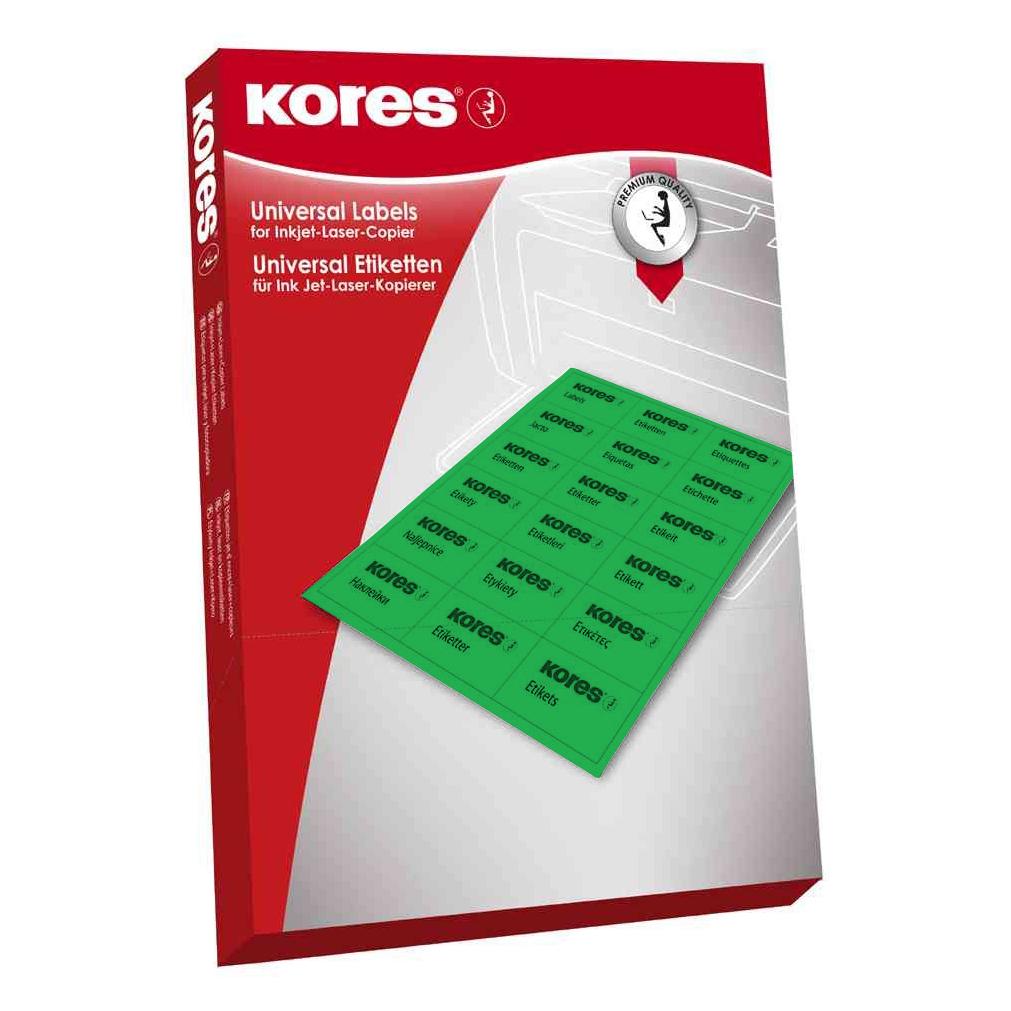 Kores Universal-Etiketten, 70 x 42,3 mm, grün, 100 Blatt ohne Rand (L7042G)