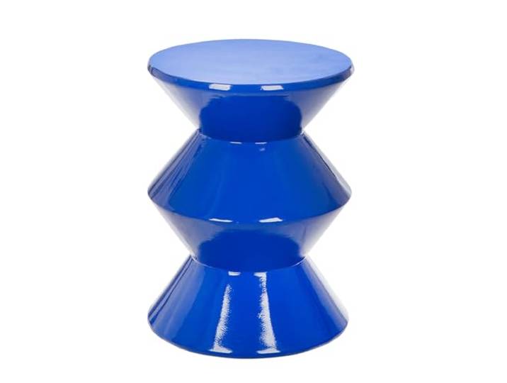 GILDE Beistelltisch Formus - Magnesia - geometrisches Muster - blau - Höhe 45cm x Ø 34cm - Ablagetisch