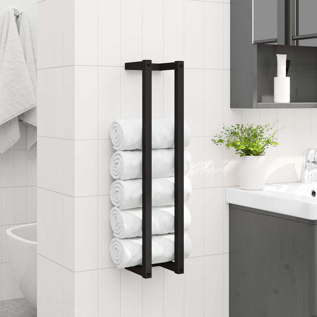 vidaXL Porte-serviette Noir 12,5x12,5x60 cm Fer