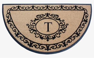 "A1 Home Collections Natural Coir & Rubber Hand Flocked Thick Durable Monogrammed Doormats, 36"" x 72"""