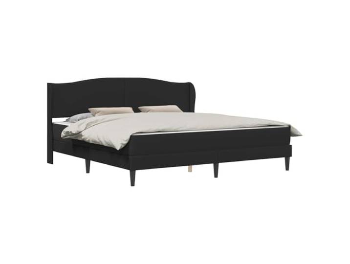 PUGYNBK Bettgestell schwarz 180 x 200 cm Kunstleder Gepolstertes Kopfteil, Lattenrost, Aufbewahrung, einfache Montage, einfache Reinigung