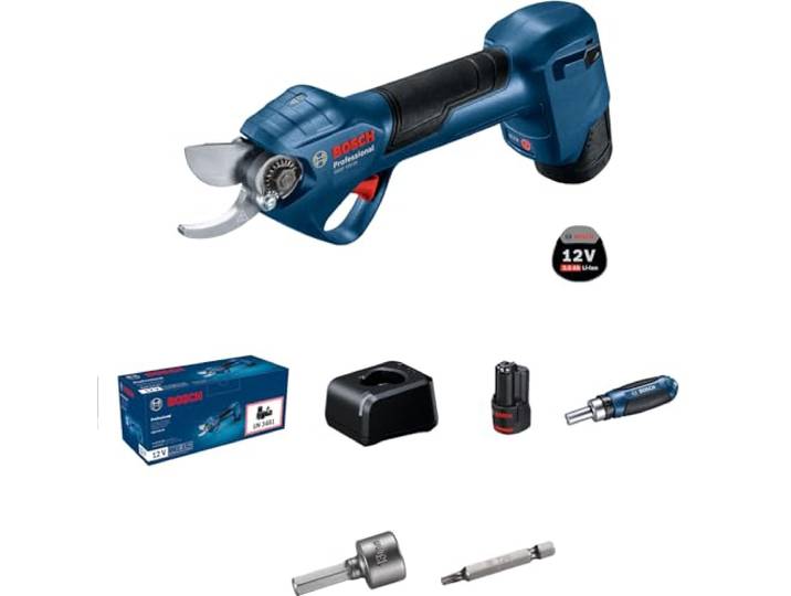 Potatore professionale a batteria Bosch Pro Pruner GGP 12V-25 con 2 batterie + 1 caricabatteria - 06008D8100