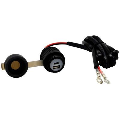 Albrecht Motorrad Duo USB A+C Steckdose QC3.0 12-24 Volt Belastbarkeit Strom max.=2 A Doppel-USB Steckdose zum Einbau an einem Motorrad 12 V