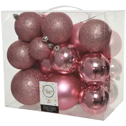 Christmas Decorations 26 Weihnachtskugeln 6-10cm Kunststoff Christbaumkugeln Weihnachtsbaum rosa pink