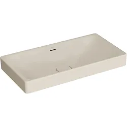 New Metropole Aufsatzschale freistehend rechteckig 80 x 40 cm mit Überlaufschlitz Sandbeige Matt mit Oberflächenveredelung Clean