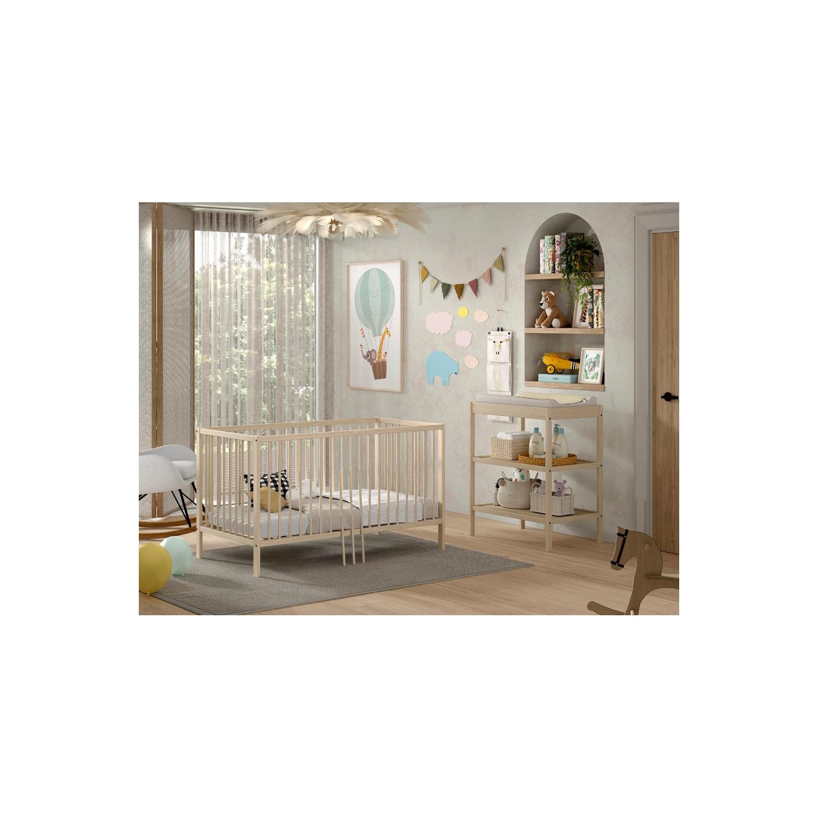 DINO Baby-/Junior Set best. aus Baby/Juniorbett und Wickelregal, Buche massiv - versch. Ausführungen - Natur