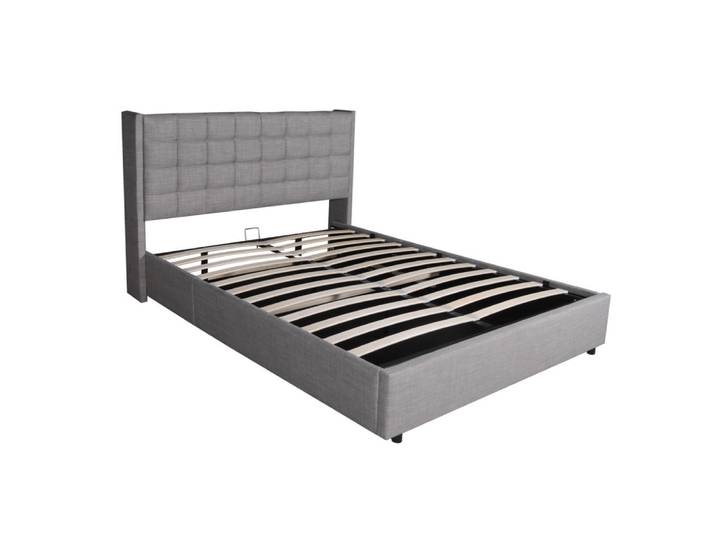 Lit coffre 2 places gris clair 140x190 cm