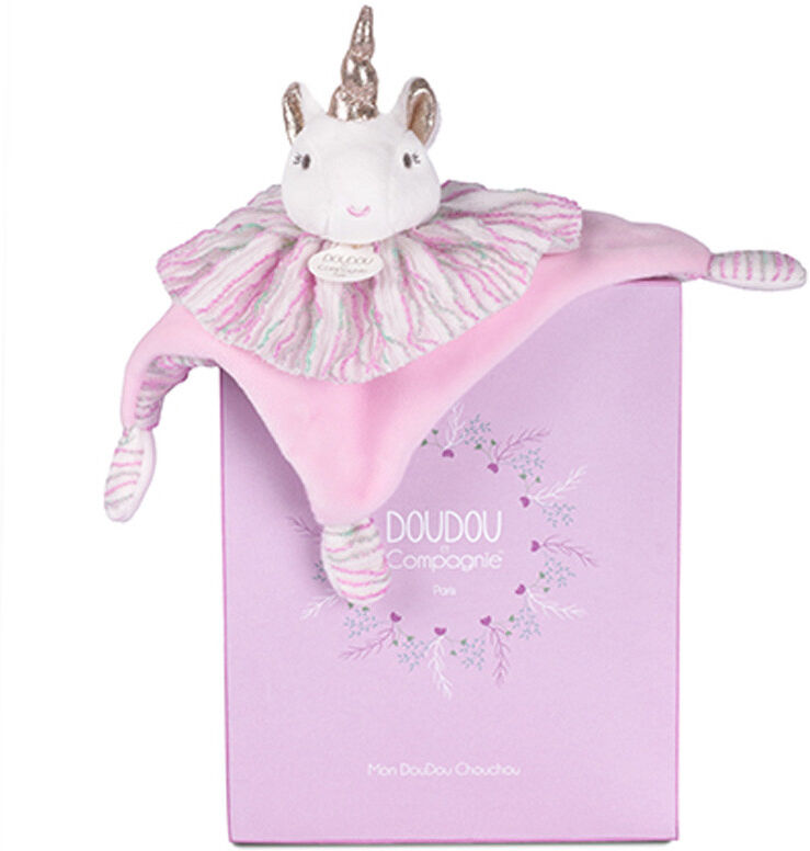 Les Chouchoux : Doudou plat Licorne 20 cm - Doudou et compagnie