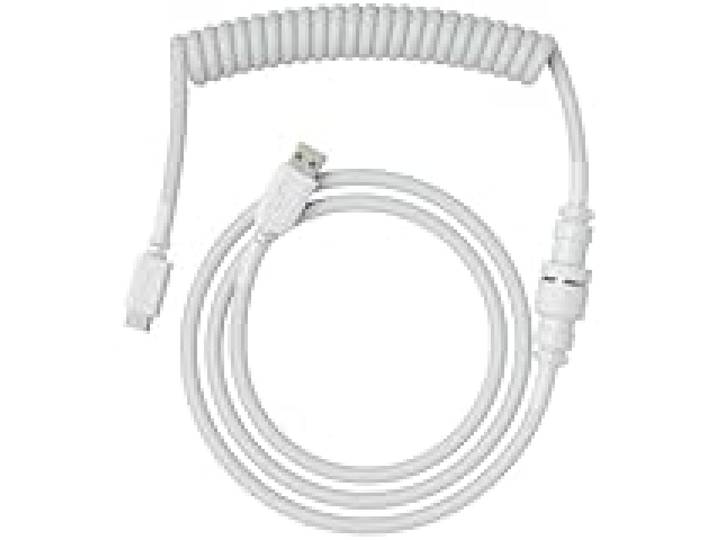 GLORIOUS Gaming Premium Coiled Keyboard Cable - Gold Plated USB-A (PC) to USB-C (Keyboard), Tangle Resistant, Double Braided Sleeving for Peak Durability, 5-Pin Aviator Mid-Connection - Ghost White