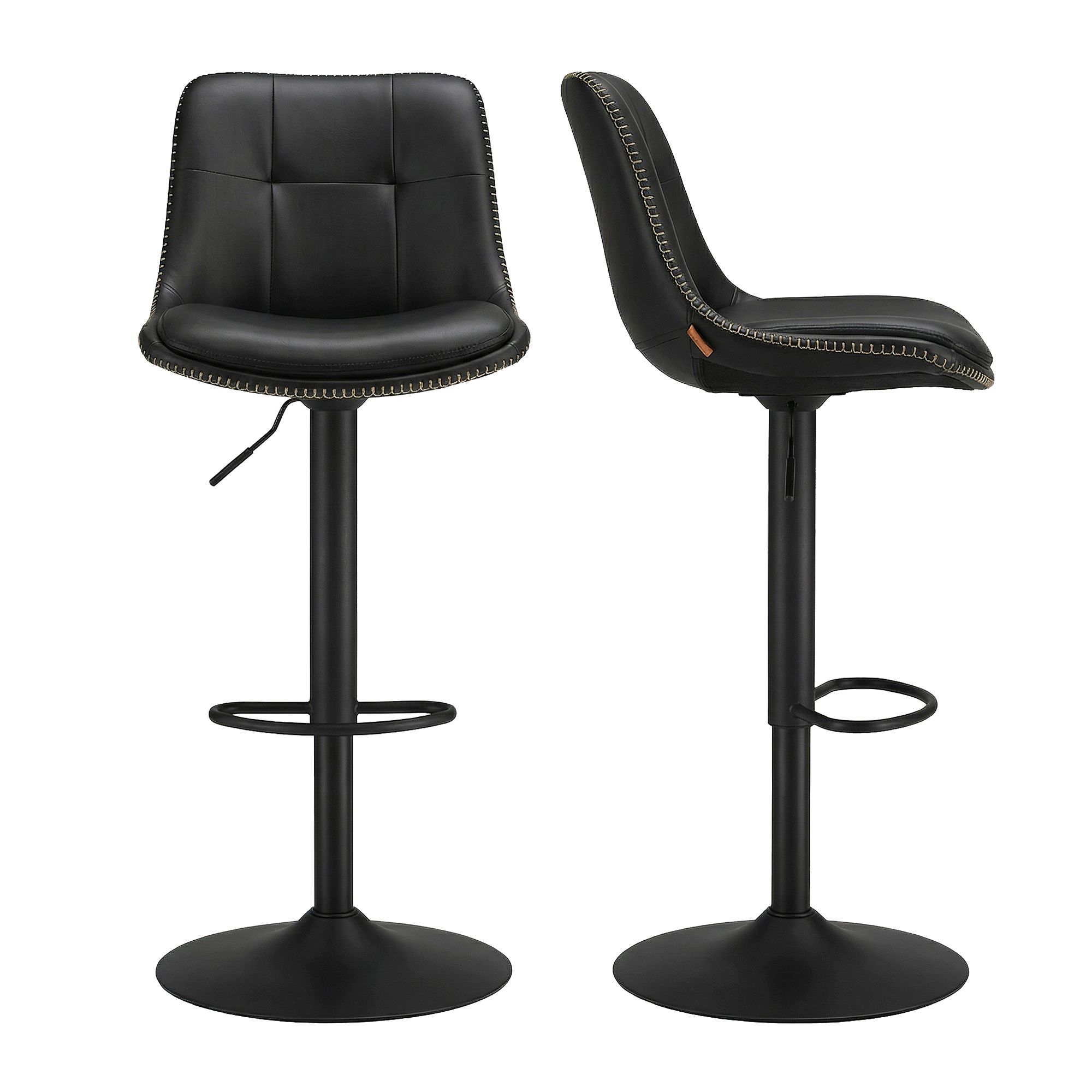 VASAGLE Barhocker 2er Set mit Rückenlehne tintenschwarz LJBB35095B01