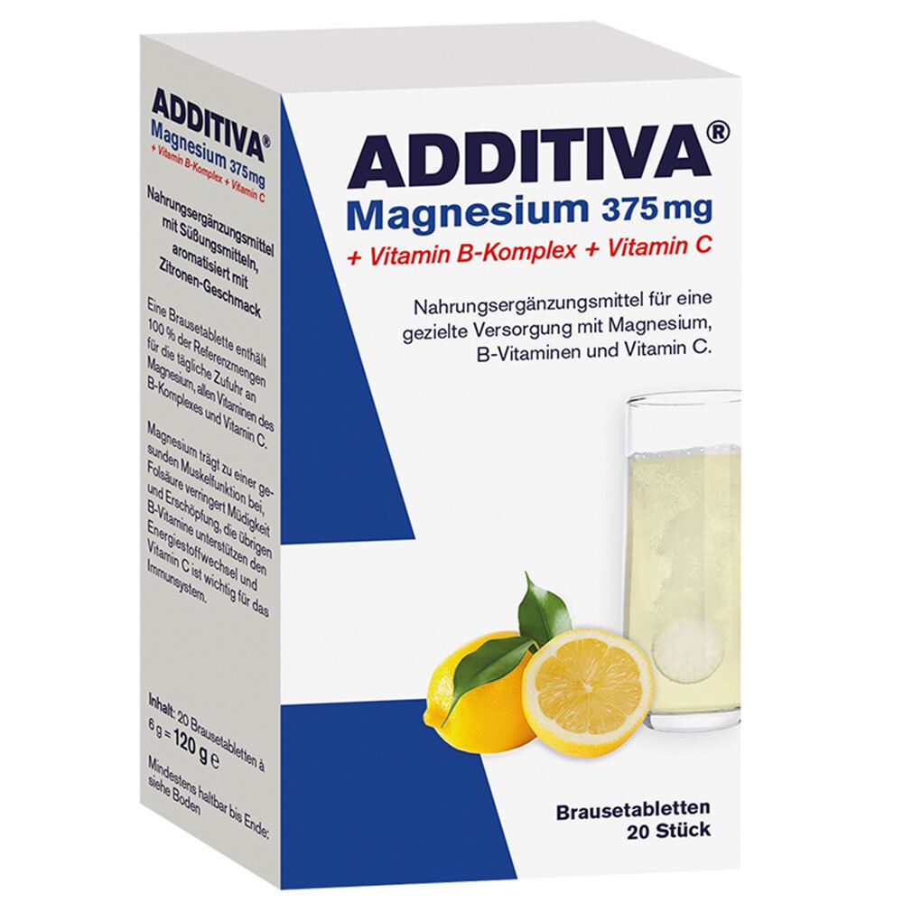Additiva Magnesium 375 mg+Vitamin B-Komplex+Vit.C 20x6 g Brausetabletten