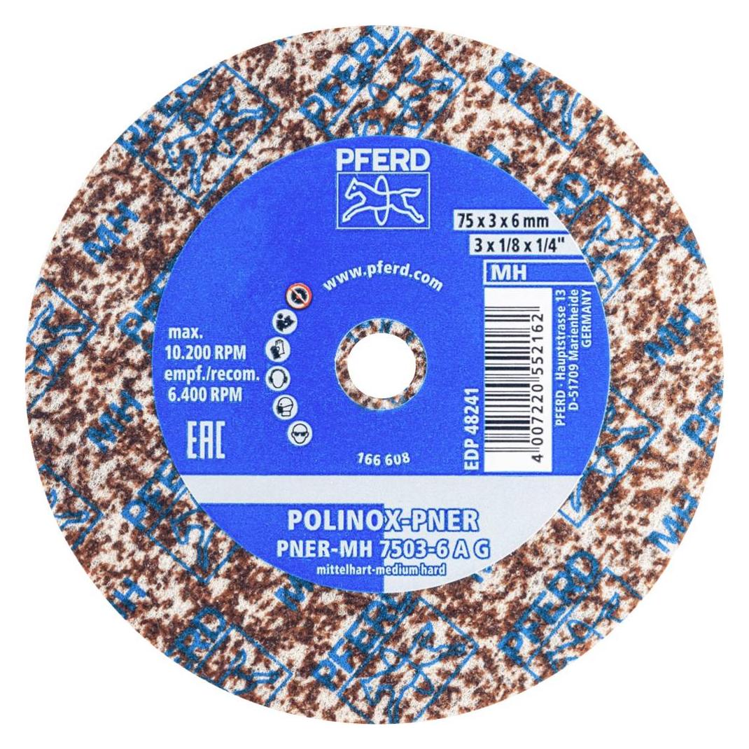 Pferd 47700209 POLINOX verpresstes Vlies-Rad PNER O 75x3 mm Bohrung-O 6 (47700209)