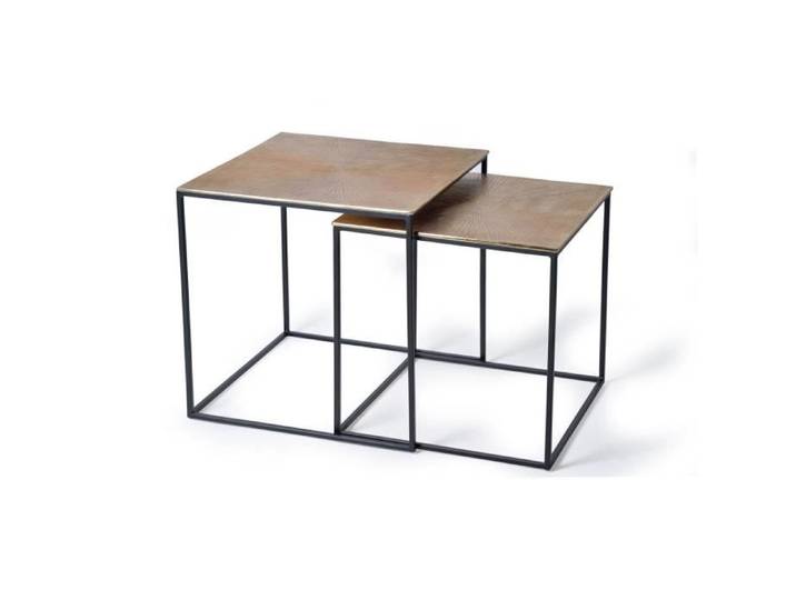 Set de 2 tables basses en fer coloris bronze