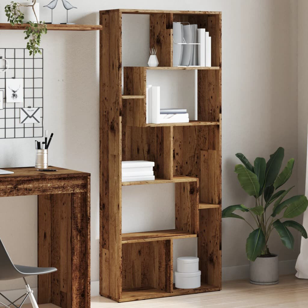 Latitude Run 161 cm H x 67 cm W Geometric Bookcase Old Wood