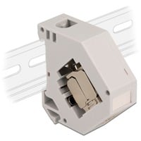 Hutschienenadapter mit Keystone-Modul RJ-45 > Cat.6a LSA grau