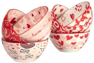 "Certified International Valentine's Day 5"" All Purpose Bowls, Set of 6 - 5"" Dia. x 2.5"""