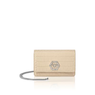 Clutch PHILIPP PLEIN "Hexagon Crocco Print", Damen, 06, beige, Taschen