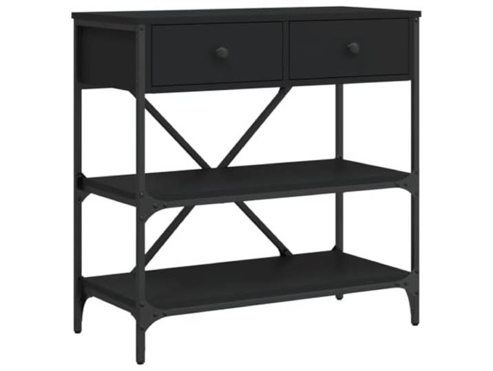 Heofavd Konsolentisch Schwarz 75x34,5x75 cm Flurtisch mit Schubladen