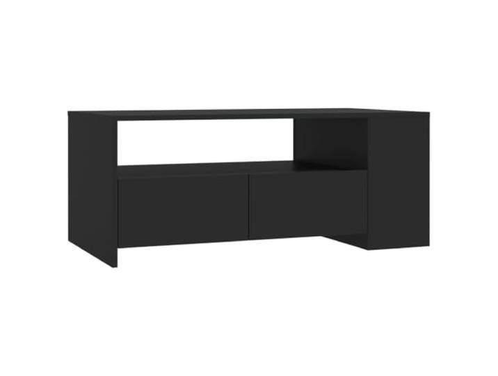 Tmriohed Couchtisch Schwarz 102x55x42 cm Holzwerkstoff Schublade Stilvoller Wohnzimmer Sofatisch mit geräumigen Fächern und Ablage für Zeitungen, Bücher sowie Dekoration.