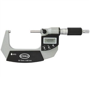 STEINLE Bügelmessschraube 22450075, DIN 863, digital, 0,001mm Auflösung, IP65, in mm & Zoll, Messbereich 50 - 75 mm