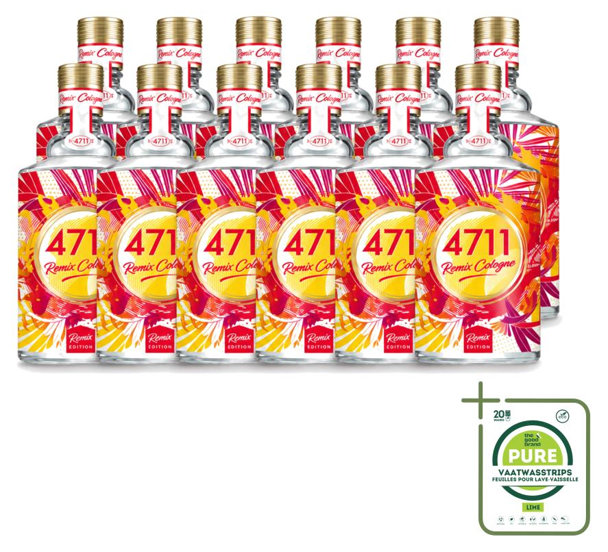12 x 4711 Remix Cologne Eau de Cologne Spray - Grapefruit - 100 ml - Großpackung - 12 Stücke