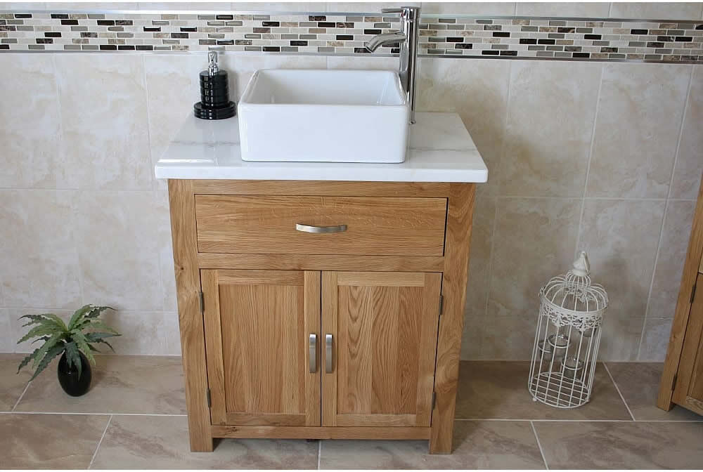 Belfry Bathroom Deeter 750 mm Freestanding Single Vanity with Vessel Ceramic Basin White 750mm W