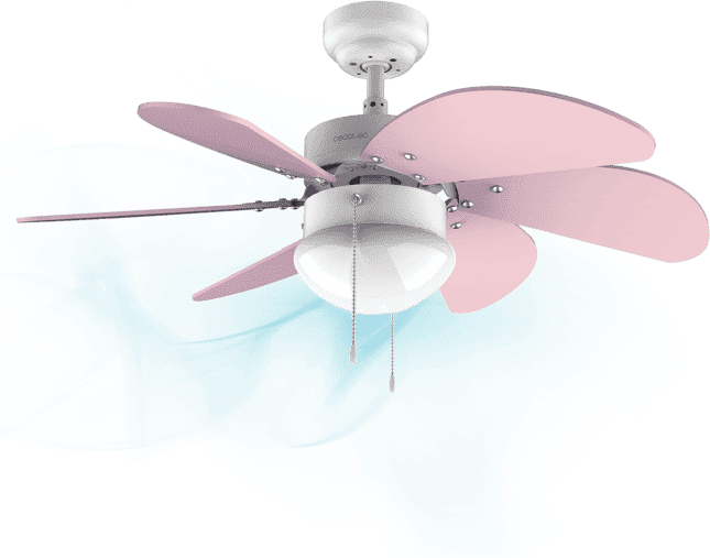 Ventilador de techo - Cecotec EnergySilence Aero 3600 Vision Purple Expert, 50 W, 36”, Lámpara, 6 aspas reversibles, Función Verano/Invierno, Rosa