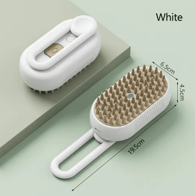 Inspire Picks Rechargeable Steam Cat Grooming Brush 3 in 1 Self Cleaning Pet Comb white