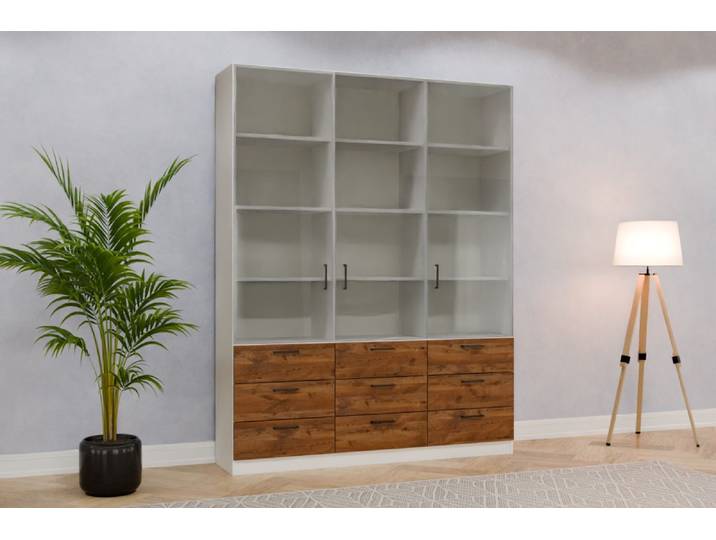 Vitrine nach Maß - Balkeneiche - 218x170x40cm - Individuell konfigurieren