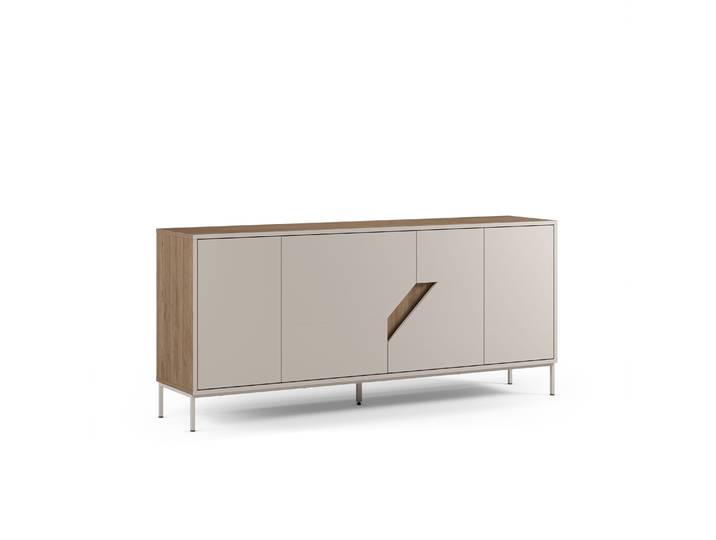 Buffet LILOU - Chêne Artisan & Crème - 4 portes - 180 x 40 x 80 cm