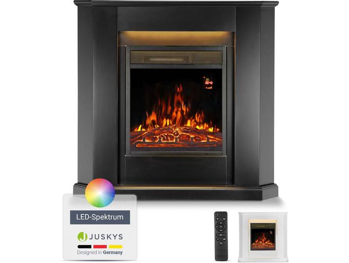 Juskys Elektrokamin 1000 / 2000 W - Eckkamin mit Heizung, LED & Timer - Schwarz