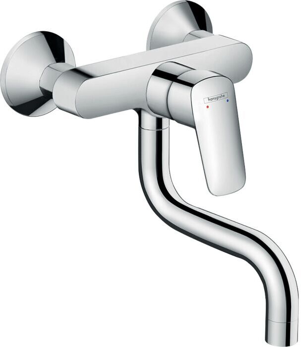 Hansgrohe Logis Wand Küchenarmatur 71836000 chrom, Wandmontage, schwenkbarer Auslauf 180°