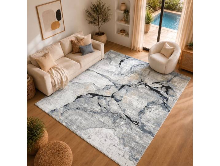 Tapis abstrait moderne ivoire/gris 120x170