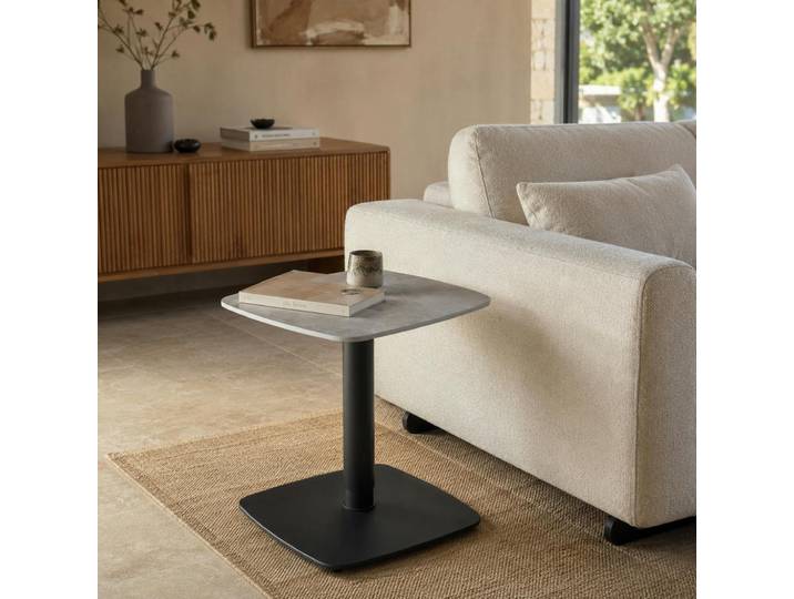 Table D'Appoint Réglable En Céramique Grise Marbrée Lugano