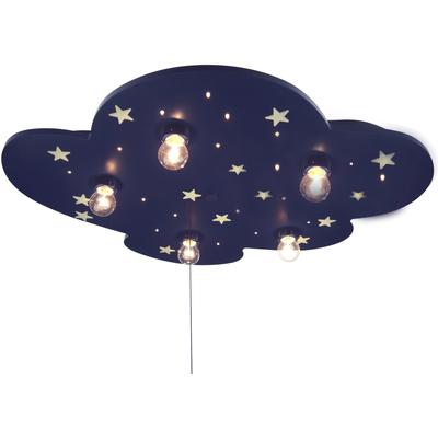 NIERMANN Deckenleuchte "Wolke, Kinderlampe, Kinderzimmer", blau, 5, H: 7cm, 1 Stk., Leuchten, Deckenleuchte Wolke blau mit fluoreszend. Sternen, Kinderlampe