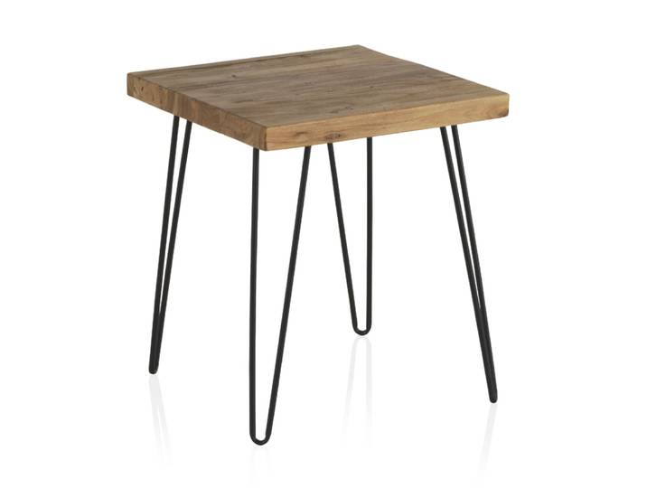 Table d'appoint en orme ancien avec pieds en métal