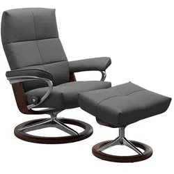Stressless Sessel mit Hocker David Signature Leder Grau Batick Grey L (Large)