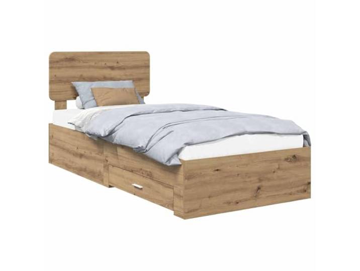 PUGYNBK Artisan Bettgestell mit Schublade, Eiche, 100 x 200 cm Robustes Holz, minimalistisches Design, einfache Montage, umfangreiche Lagerung