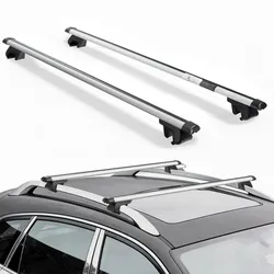 VEVOR 2 x Dachgepäckträger Dachquerträger mit 100 kg Tragkraft, Passend für Erhöhte Dachreling, 220–1060 mm Relingabstand, Abschließbare Querträger für Gepäck Kanus Transportkörbe, Dachträger