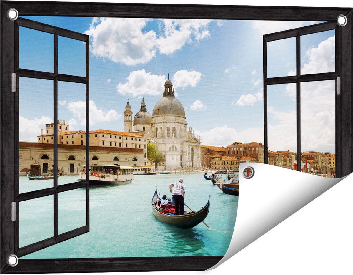 Gards Tuinposter Doorkijk Basiliek San Marco in Venetië op het Water - Breedte: 60 cm, Hoogte: 40 cm