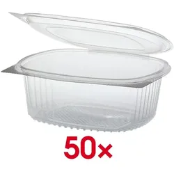 Papstar Feinkost- und Salatschalen mit Klappdeckel 1000 ml, 50 Stück transparent, 18.4x6.6x15.8 cm