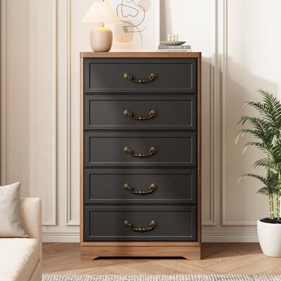 Garvee 5 Drawer Dresser for Bedroom, Vintage Chest of Drawers with Retro Handles, for Home Office