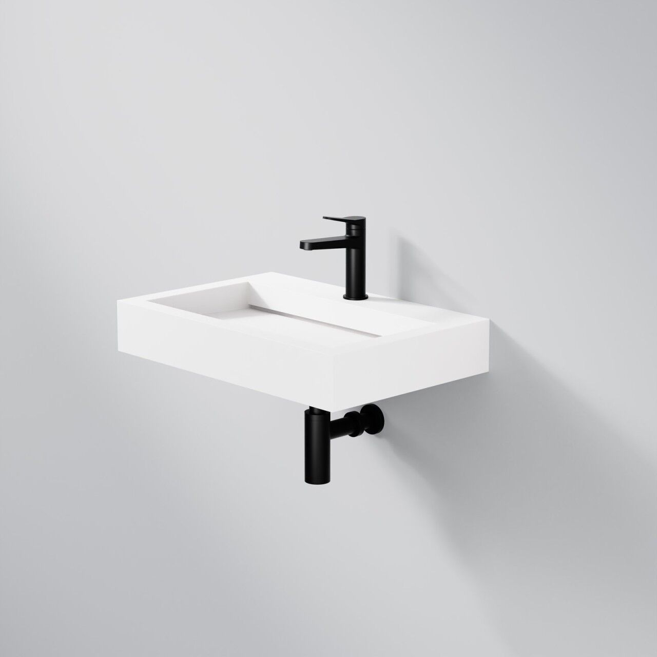 Steinberg Serie 444 Waschtisch Wandwaschtisch, rechteckig aus Mineo Stone, 444 7100 W 444 7100 W