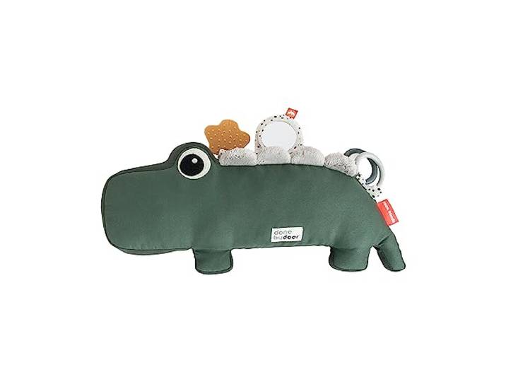 Done by Deer Tummy Time Kissen - Baby Bauchlage Kissen und Sensorik Spielzeug ab 3 Monate - mit Spiegel, Knistergeräuschen und Taktilen Texturen sowie Beißring für Zahnungshilfe
