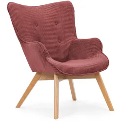 LOUNGESESSEL Lenari Terrakotta Cordstoff mit Füßen in Natur
