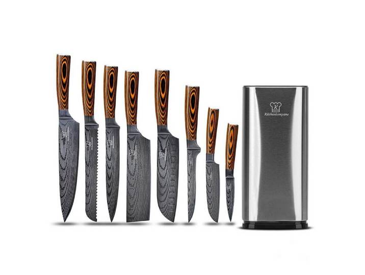 Küchenkompane Messer-Set Messerset mit Edelstahl Messerblock 9-teiliges Set Akarui - rostfrei (2-tlg)