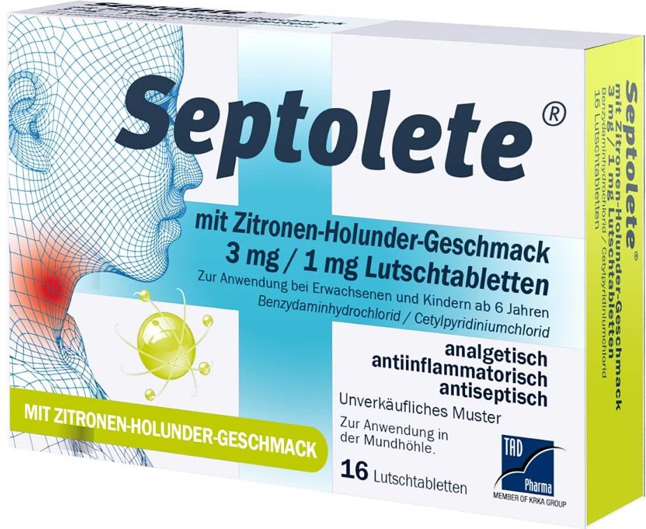 Septolete Zitrone-Holunder-Geschmack 3 mg / 1 mg Lutschtabletten