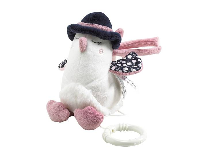 Peluche Mini Musical Oiseau en velours blanc - MISS FLEUR DE LUNE - SAUTHON